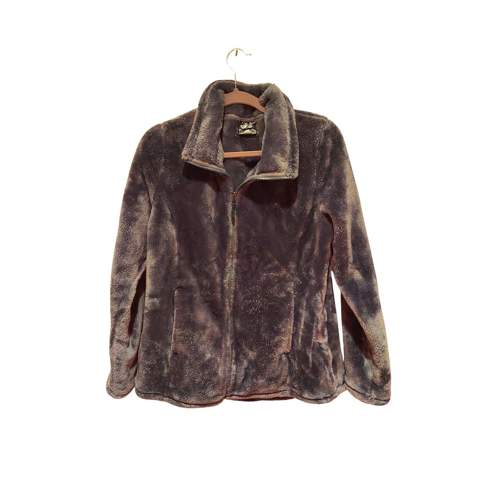 32 Degrees Heat Womens Gray Plush Faux Fur‎ Fleece Full Zip Jacket Size Large